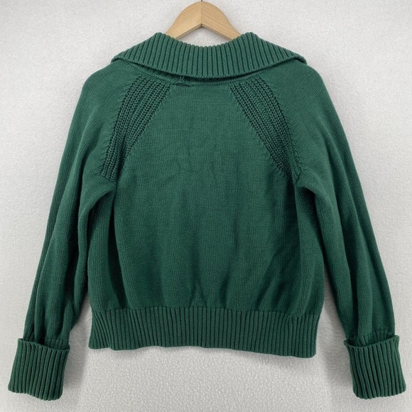 INDUSTRY | Forecast Green Sweater with Ribbed Collar V-neck - Picture 3 of 9